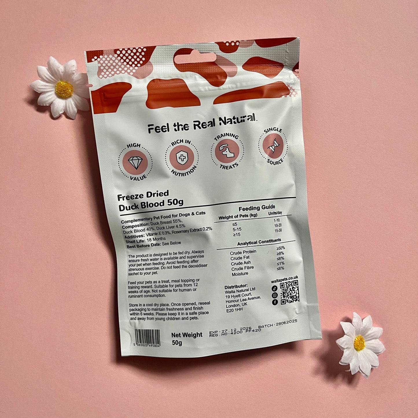 Waita Freeze Died Duck Blood Cubes 50g