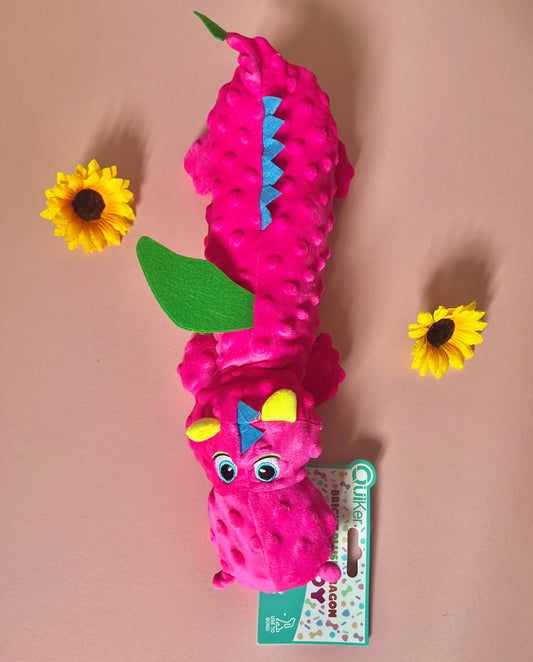 Quicker Plush Crinkle Dragon Toy - Pink