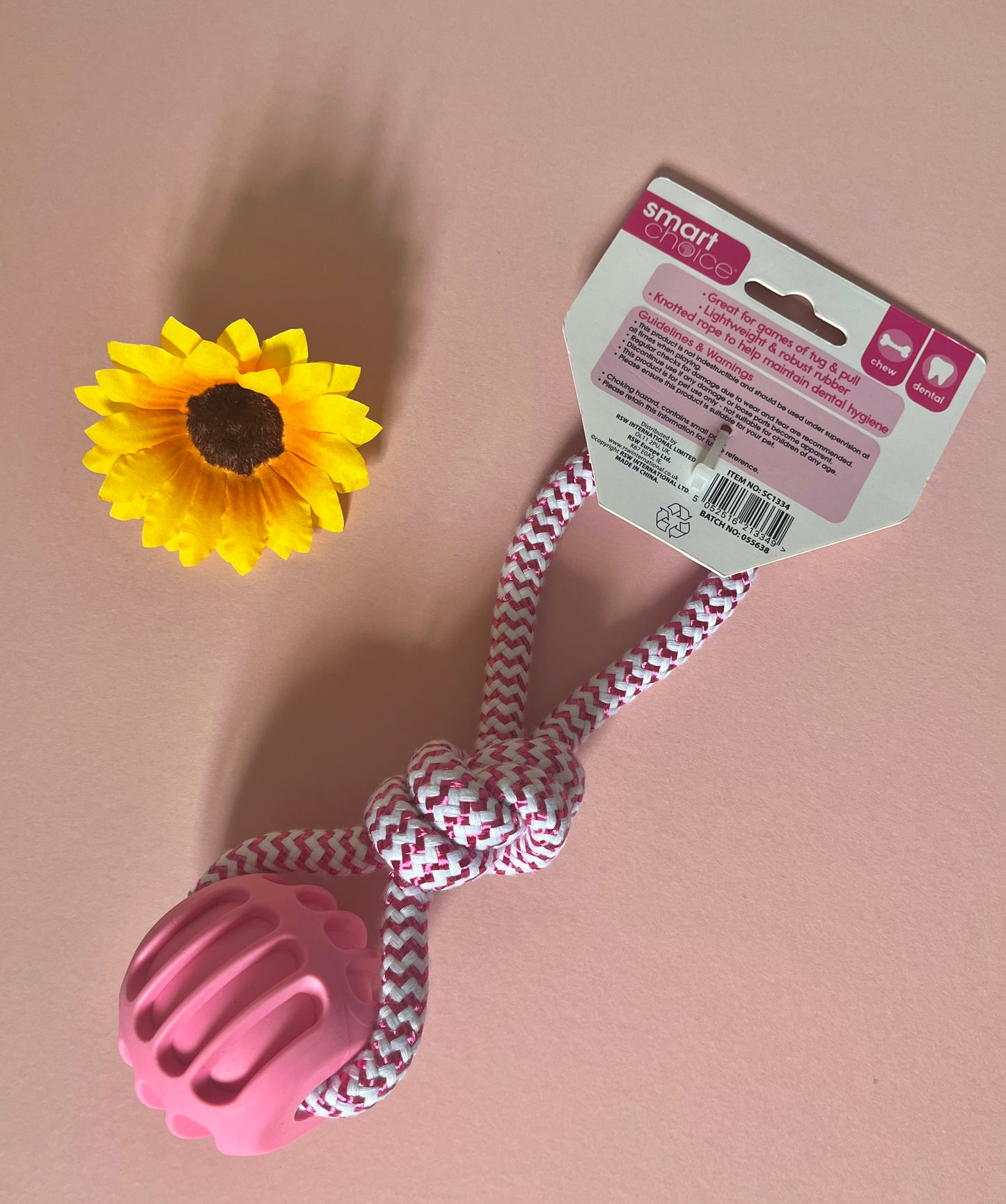 Smart Choice Rubber Rope Puppy Toy Pink