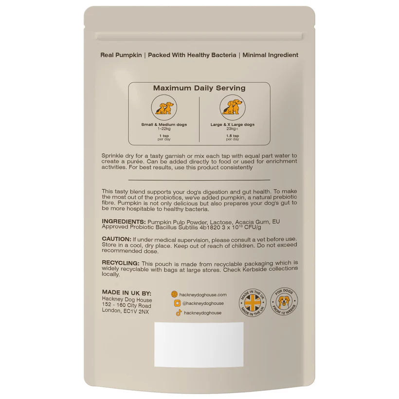Hackney Dog House Pumpkin & Probiotics Powder