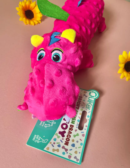 Quicker Plush Crinkle Dragon Toy - Pink