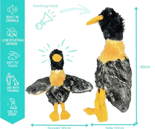 Quicker - Unstuffed Crinkle Duck Toy - Black