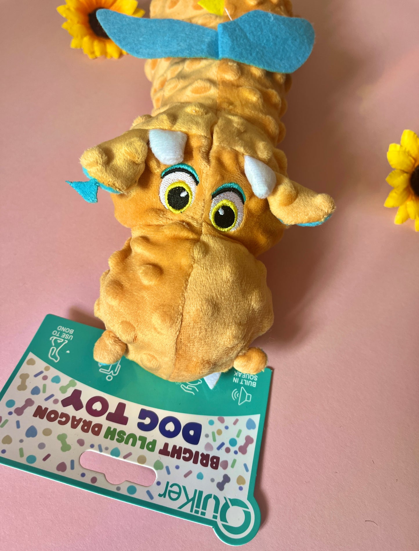 Quicker Plush Crinkle Dragon Toy - Orange