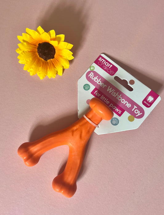 Smart Choice Rubber Wishbone Puppy Toy Orange