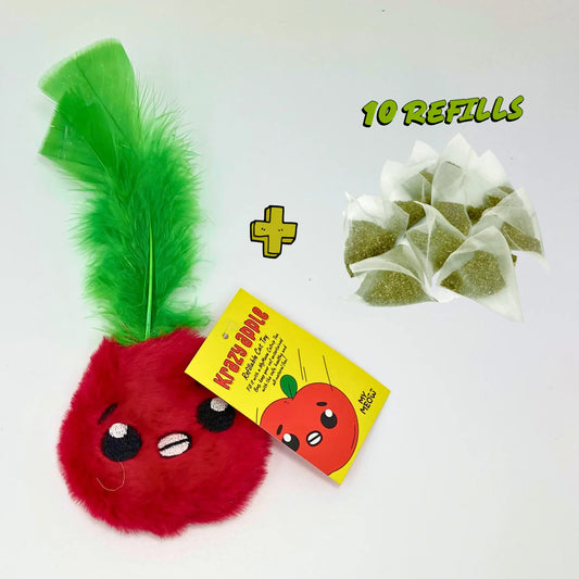 Apple Refillable Catnip Toy (Includes 10 Catnip Refill Bags)